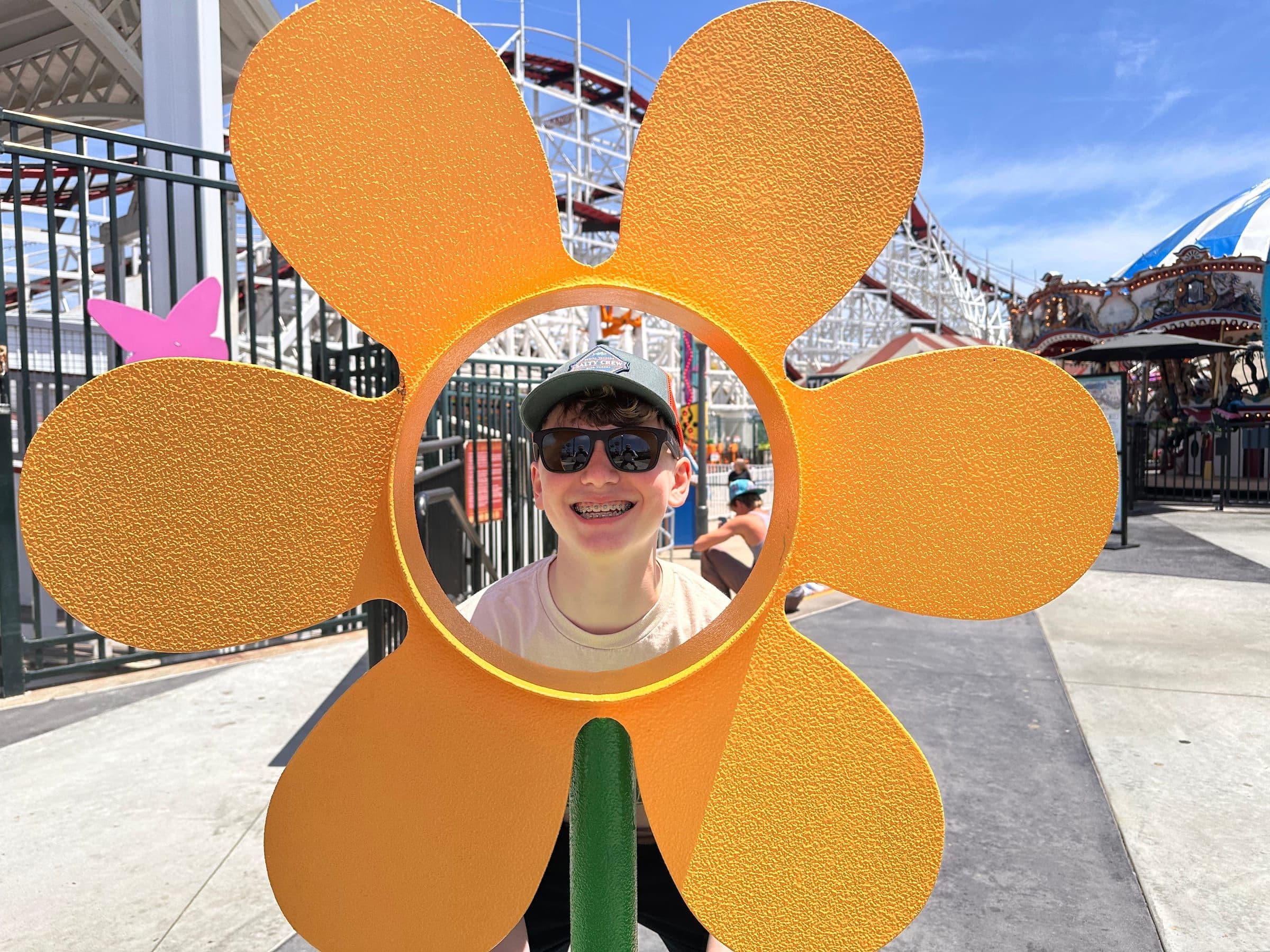 Asher at an amusement park in San Diego